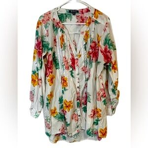 Roaman’s Floral Button Down Top